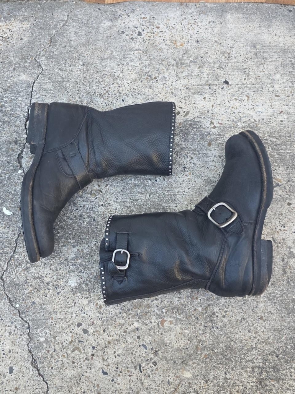 Frye Phillip Harness Short Ankle Boots Womens Size 6.5B Black Leather